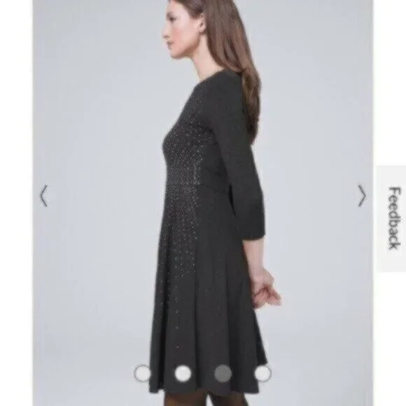 NWOT White House Black Market Embellished Fit-And-Flare Dress - Picture 3 of 5